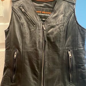 Real leather black vest